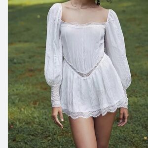 Free People corset bodice lace trim mini dress